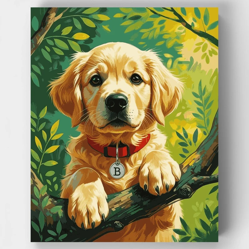 Golden Retriever Puppy in Nature - Paint by Numbers Kit