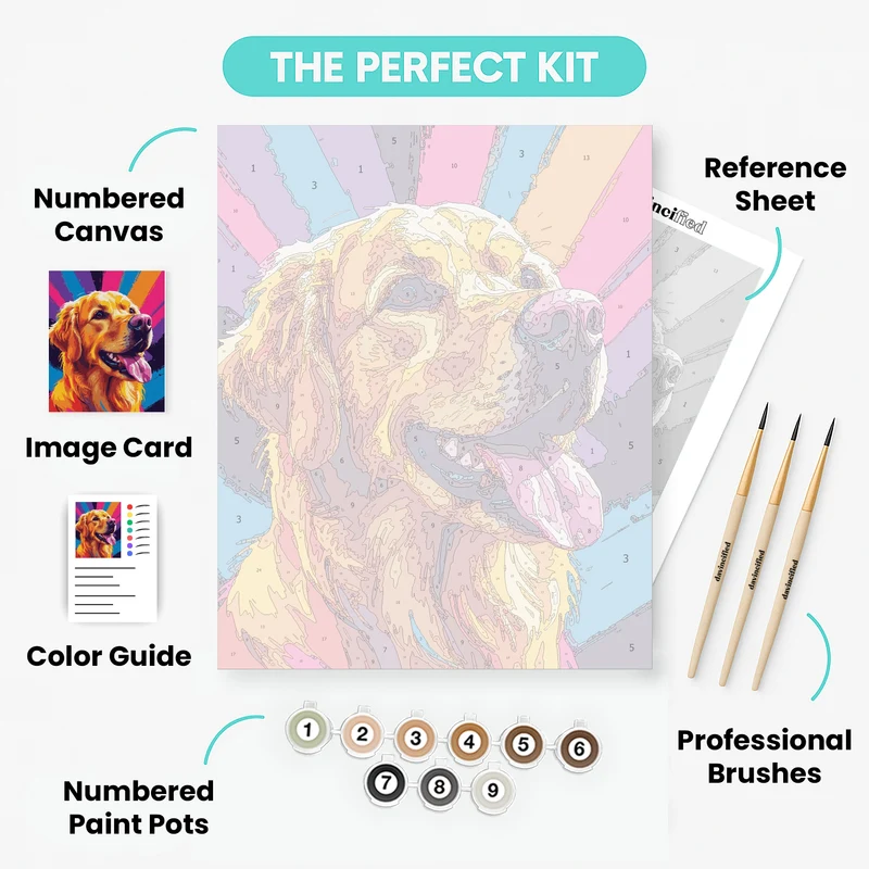 Golden Retriever Pop Art - Paint by Numbers Kit