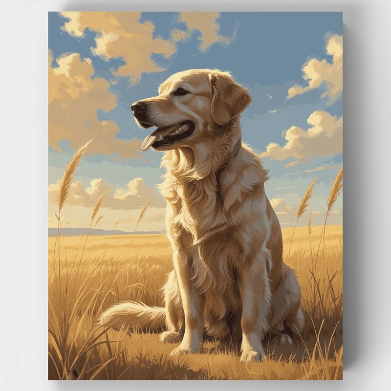 Golden Retriever in Golden Field - Paint by Numbers Kit