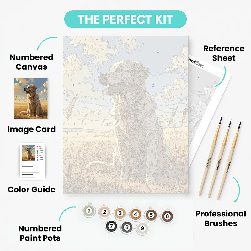 Golden Retriever in Golden Field - Paint by Numbers Kit