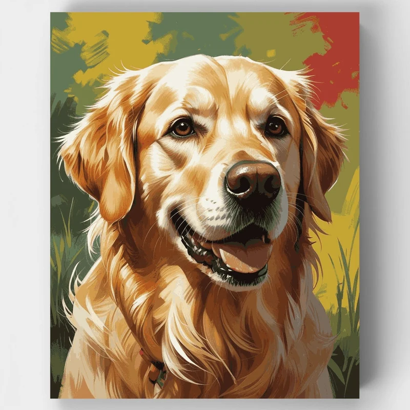 Happy Golden Retriever in Nature - Paint by Numbers Kit