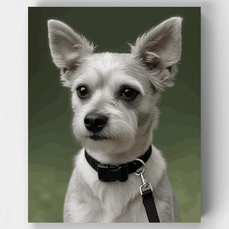 Adorable White Schnauzer Portrait - Paint by Numbers Kit