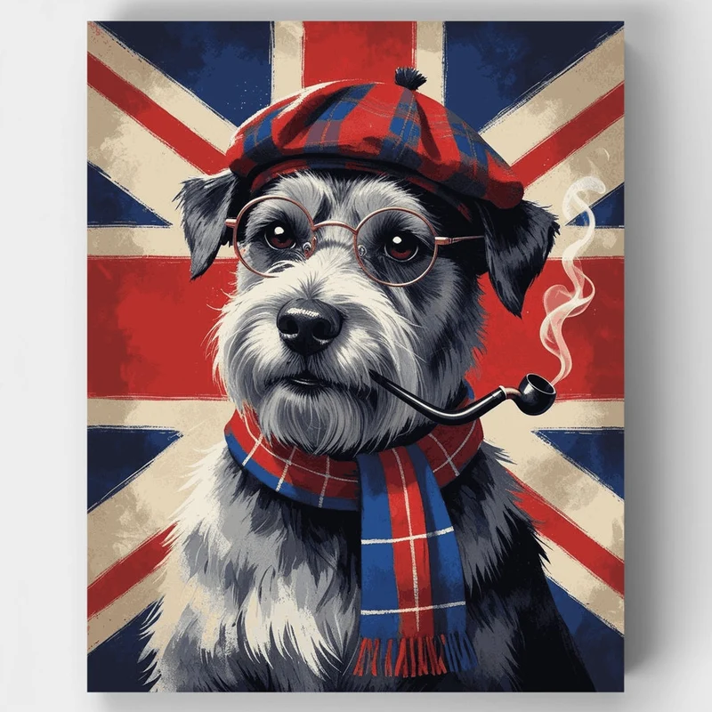 British Schnauzer with Pipe - Paint by Numbers Kit