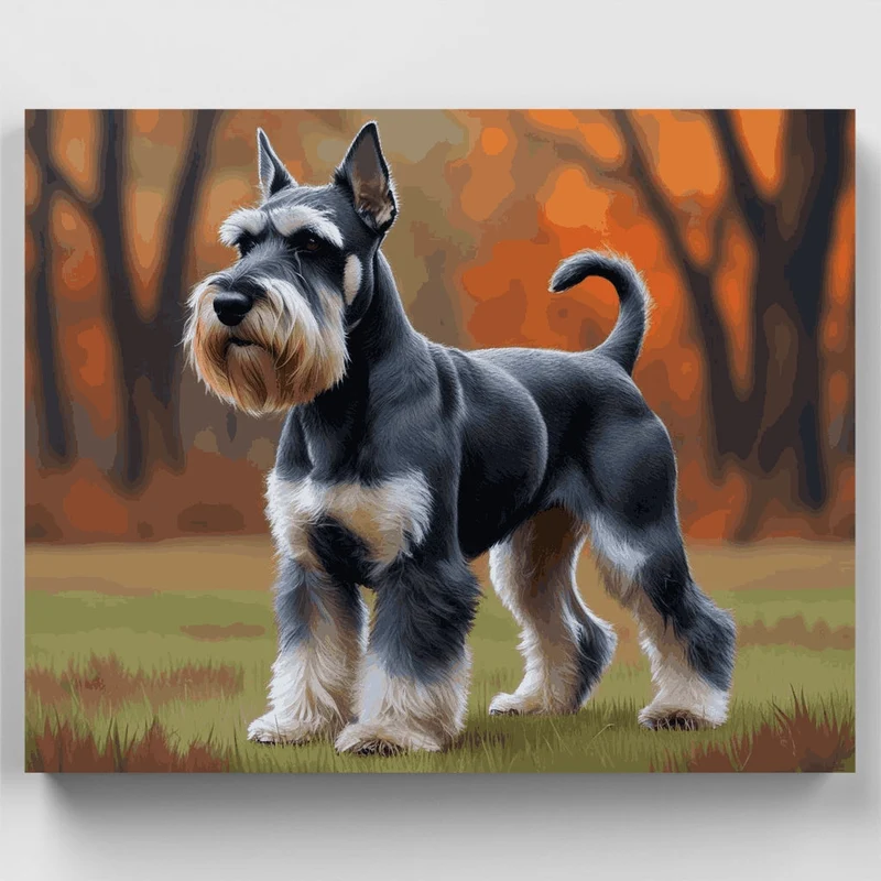 Schnauzer in Autumn Forest - Paint by Numbers Kit