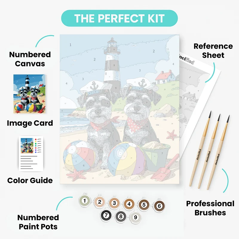 Two Schnauzers at the Beach - Paint by Numbers Kit