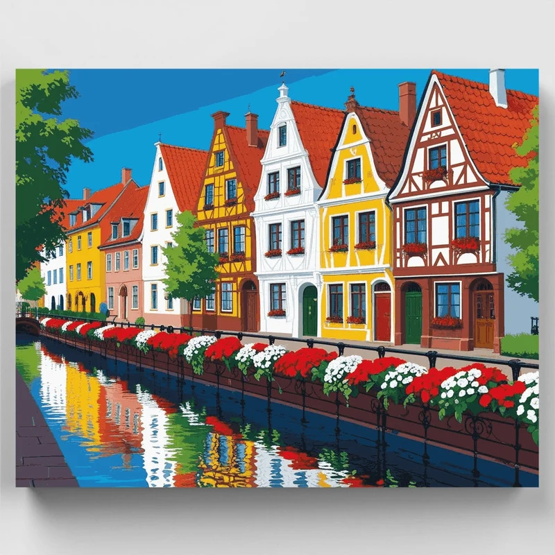 Charming European Canal Village - Paint by Numbers Kit