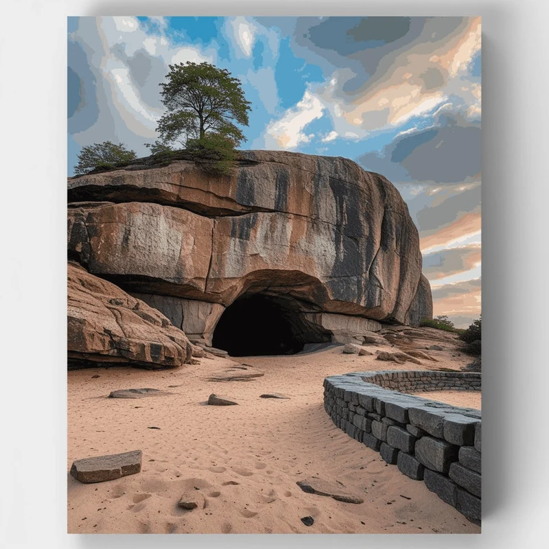 Ancient Rock Formation with Tree - Paint by Numbers Kit