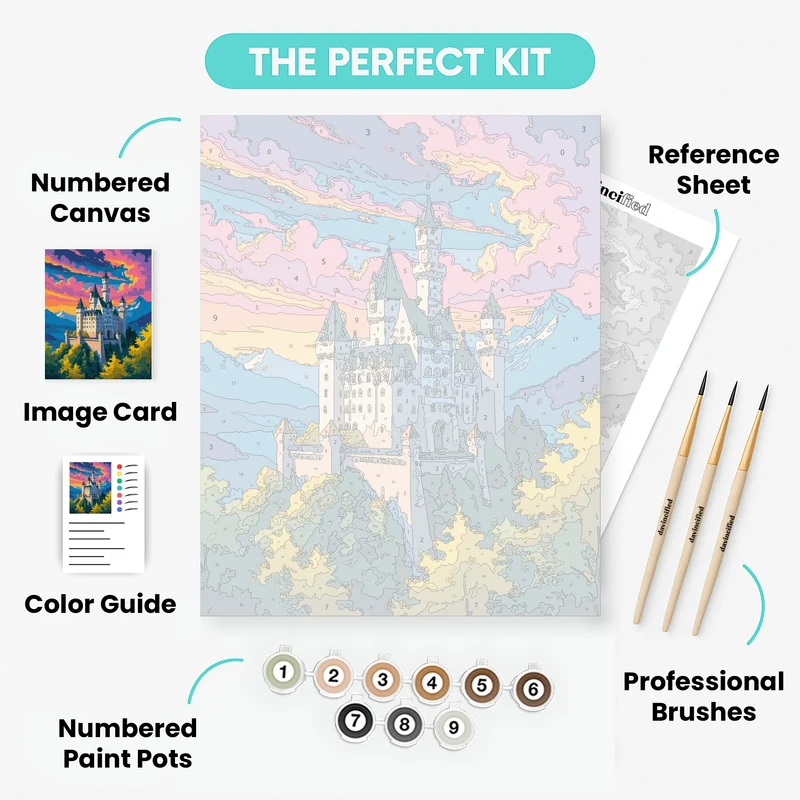 Bavarian Mountain Castle - Paint by Numbers Kit