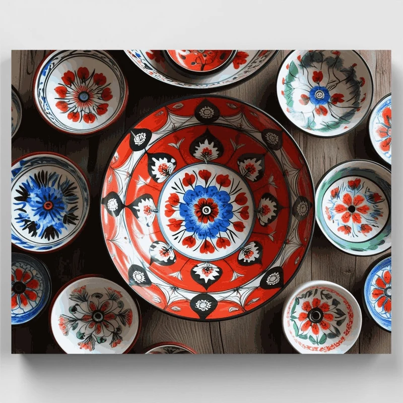 Traditional Folk Art Ceramic Bowls - Paint by Numbers Kit