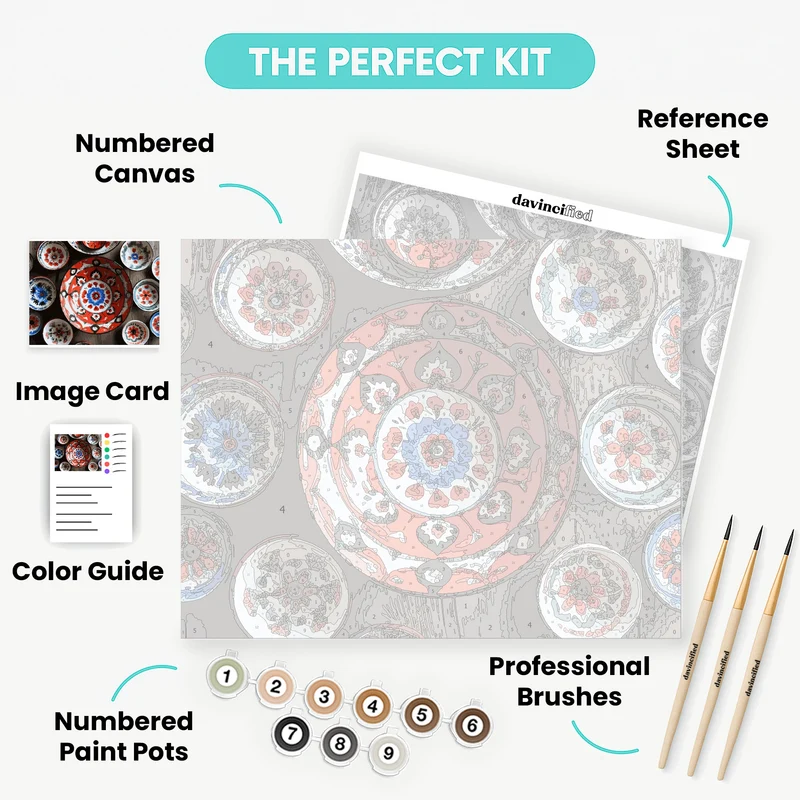 Traditional Folk Art Ceramic Bowls - Paint by Numbers Kit