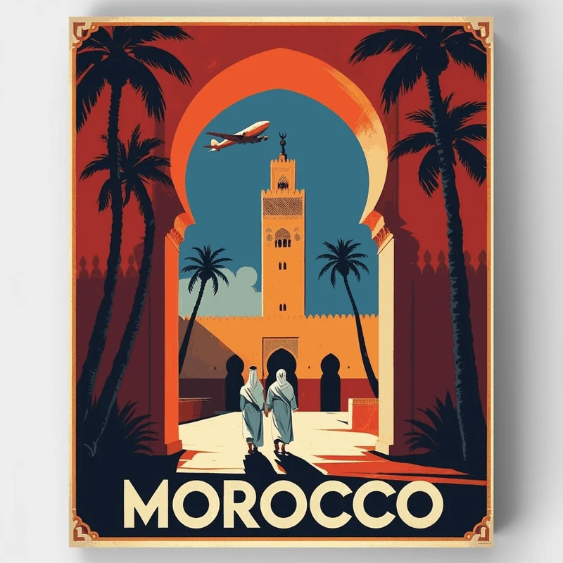 Moroccan Minaret Travel Poster - Paint by Numbers Kit