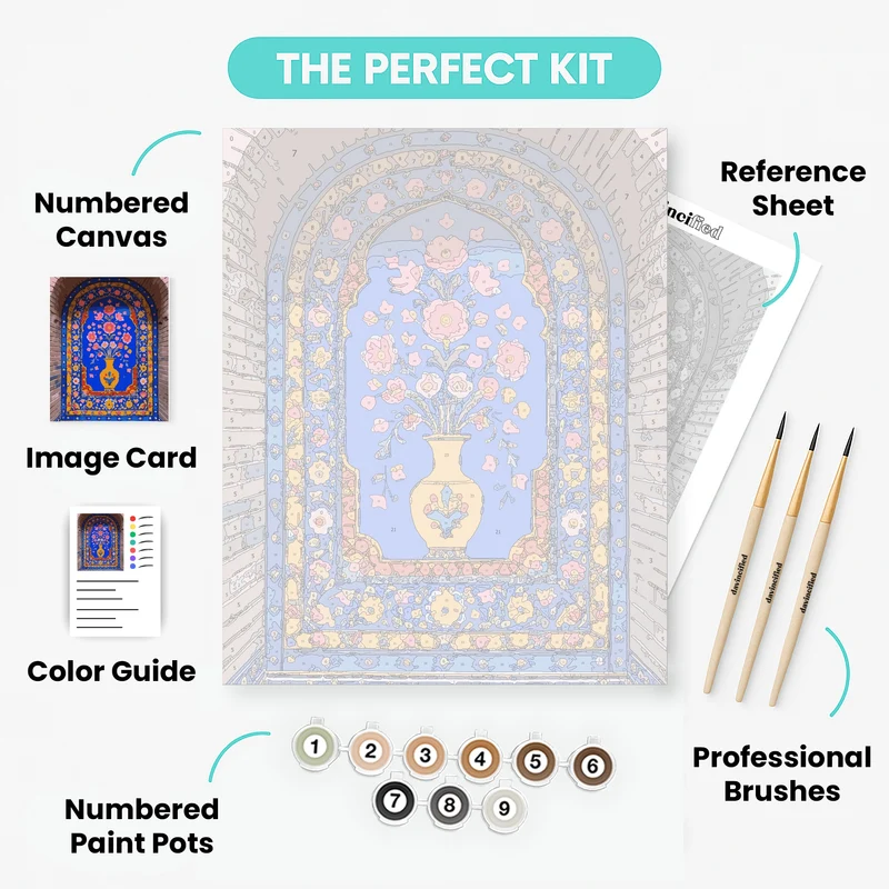 Moroccan Floral Vase Mosaic - Paint by Numbers Kit