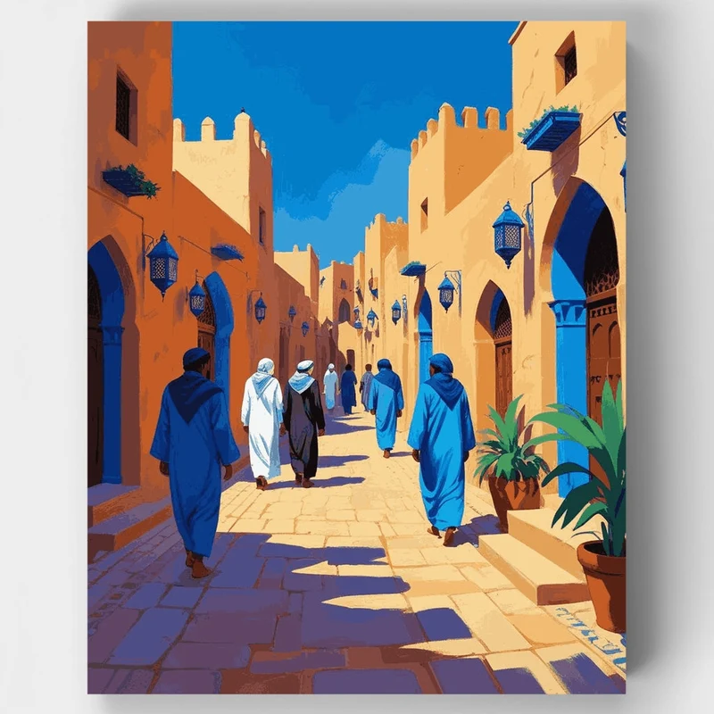 Moroccan Medina Street Scene - Paint by Numbers Kit