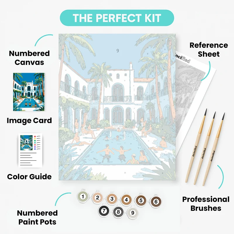 Tropical Villa Pool Party - Paint by Numbers Kit