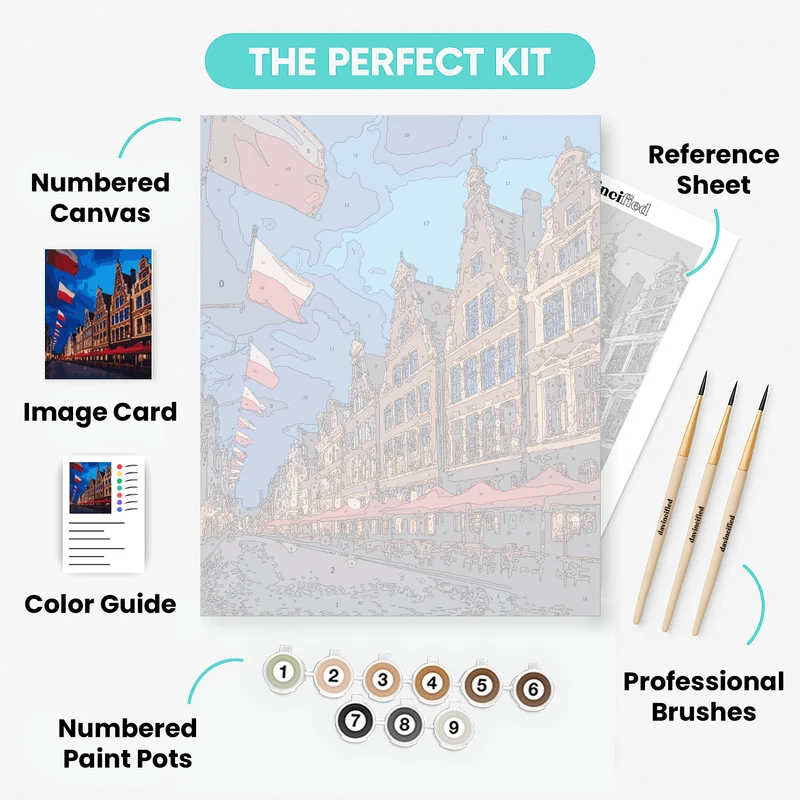 Belgian Historic Architecture Evening - Paint by Numbers Kit