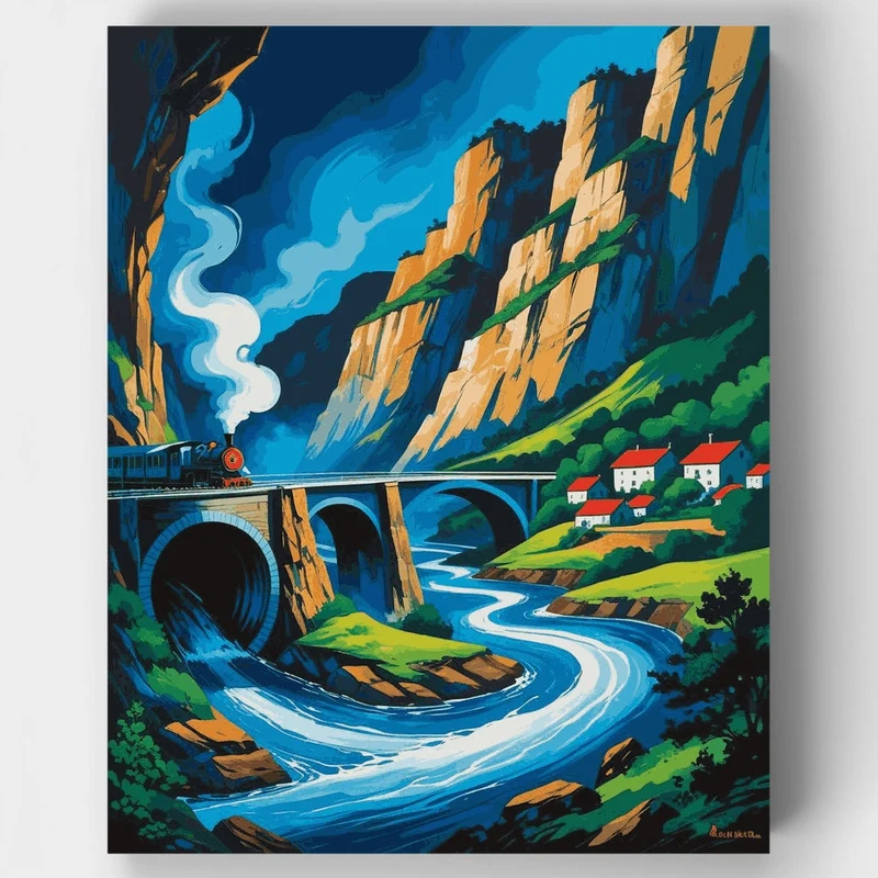 Mountain Train Adventure - Paint by Numbers Kit