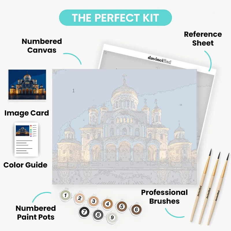 Orthodox Cathedral at Twilight - Paint by Numbers Kit