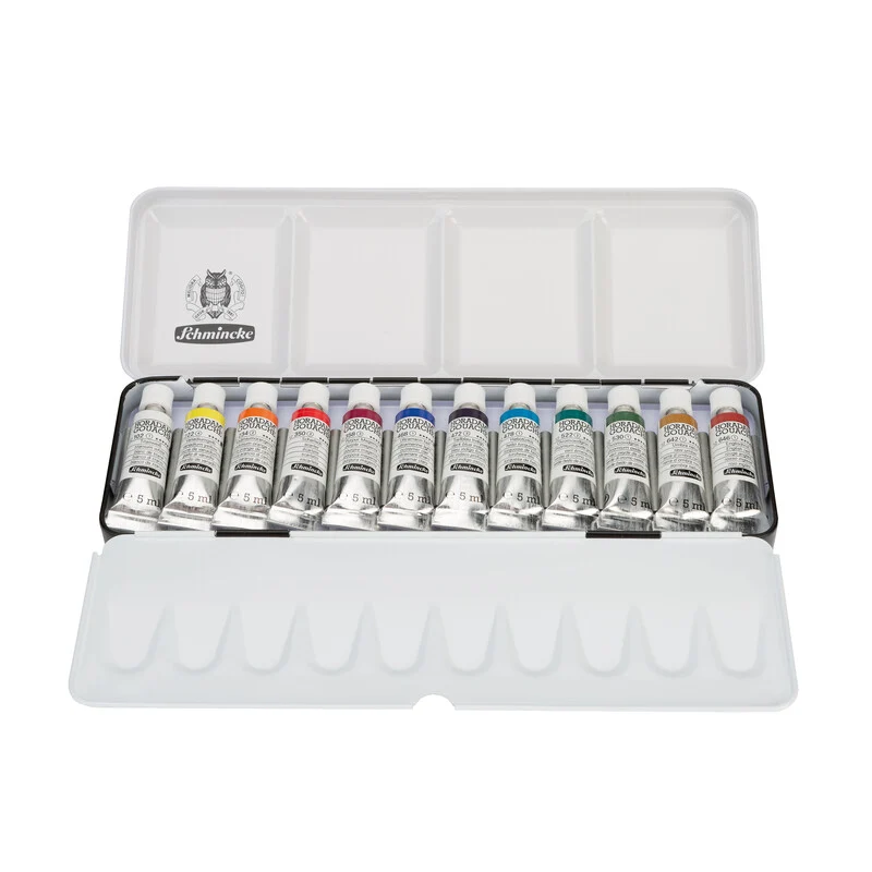 Χρώματα γκουάς Schmincke HORADAM σε μεταλλική κασετίνα, 12 x 5 ml
