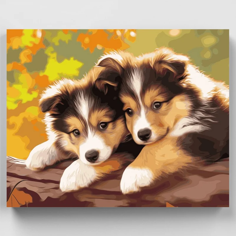 "Autumn Puppies" Paint by Numbers Kit