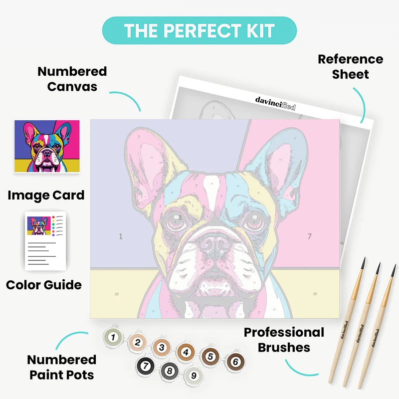 Neon Pop Art French Bulldog - Paint by Numbers Kit