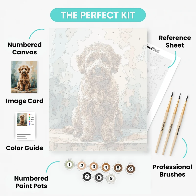 Goldendoodle Puppy Portrait - Paint by Numbers Kit
