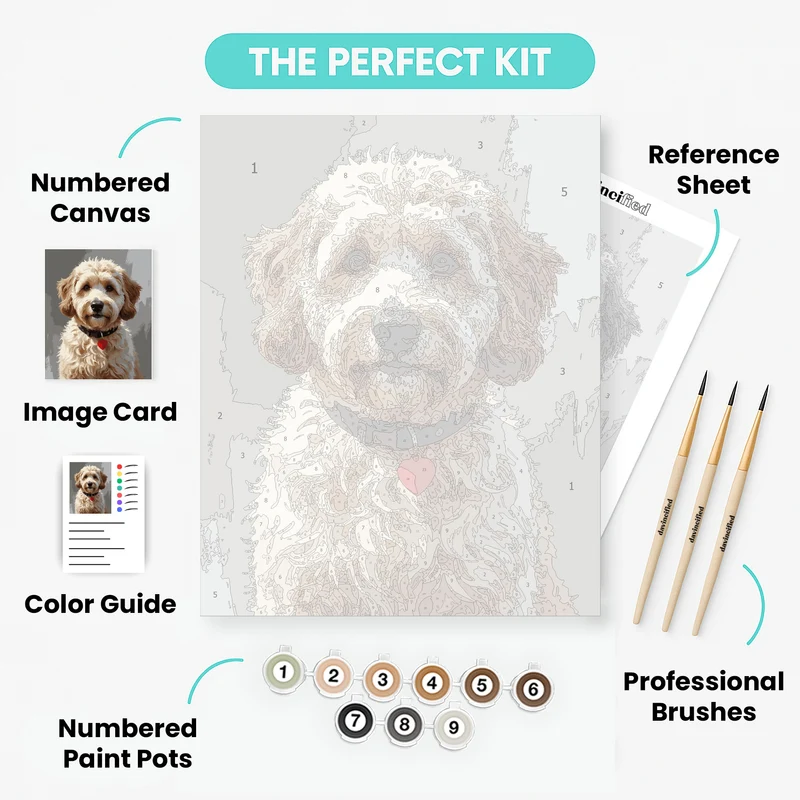 Adorable Goldendoodle with Heart Tag - Paint by Numbers Kit