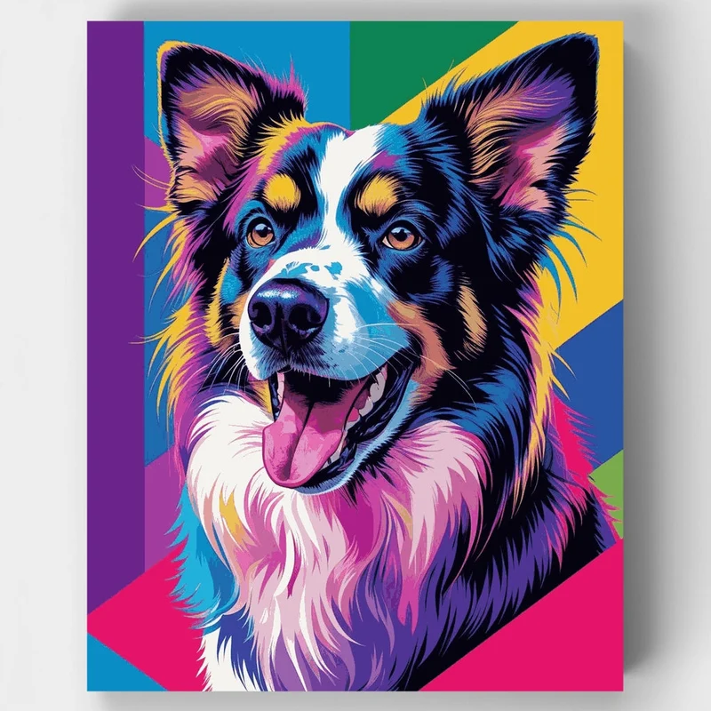 Vibrant Border Collie Portrait - Paint by Numbers Kit