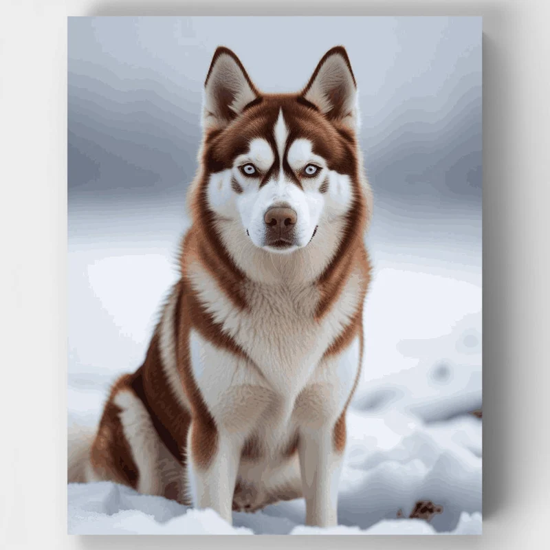Majestic Husky in Snow - Paint by Numbers Kit