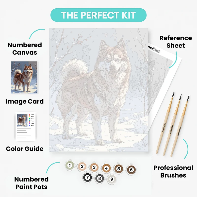 Husky in Winter Snow - Paint by Numbers Kit