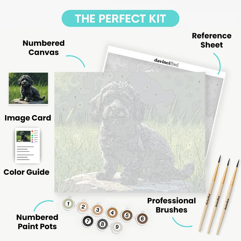 Cockapoo on Stone - Paint by Numbers Kit