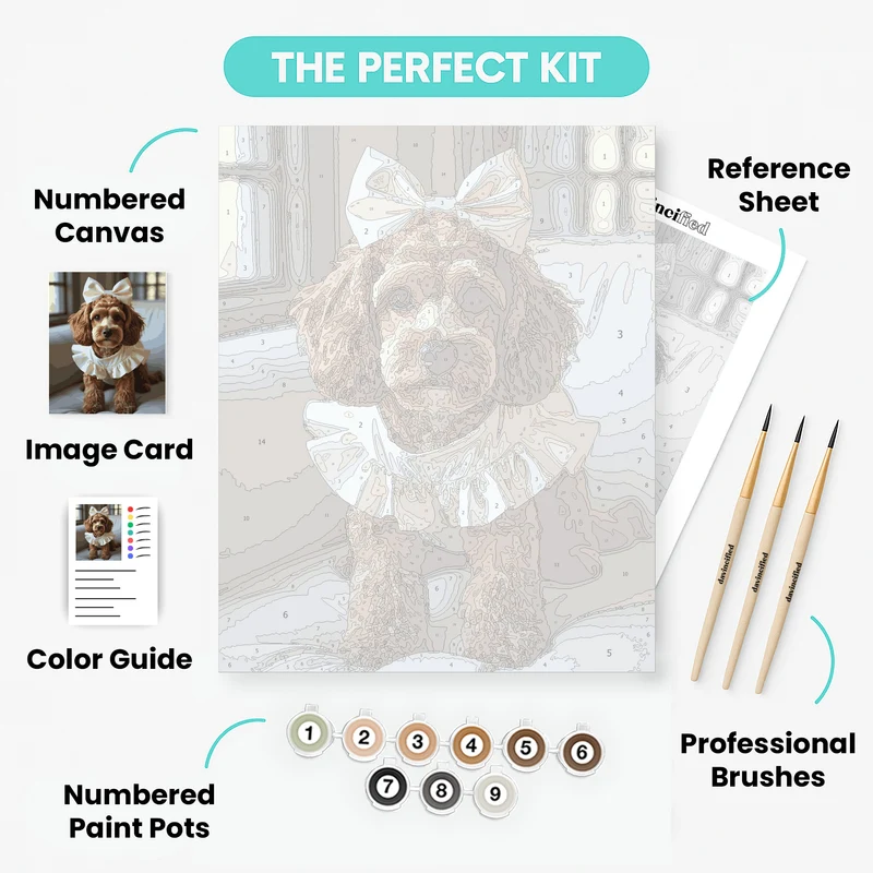Elegant Cockapoo with Bow - Paint by Numbers Kit