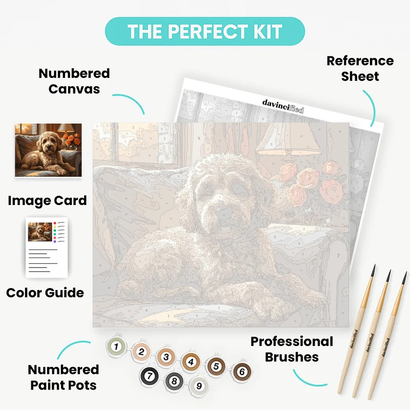 Cozy Cockapoo on Sofa - Paint by Numbers Kit