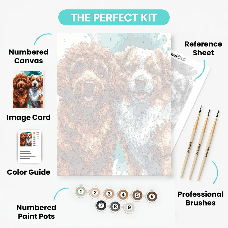 Two Adorable Doodle Dogs - Paint by Numbers Kit