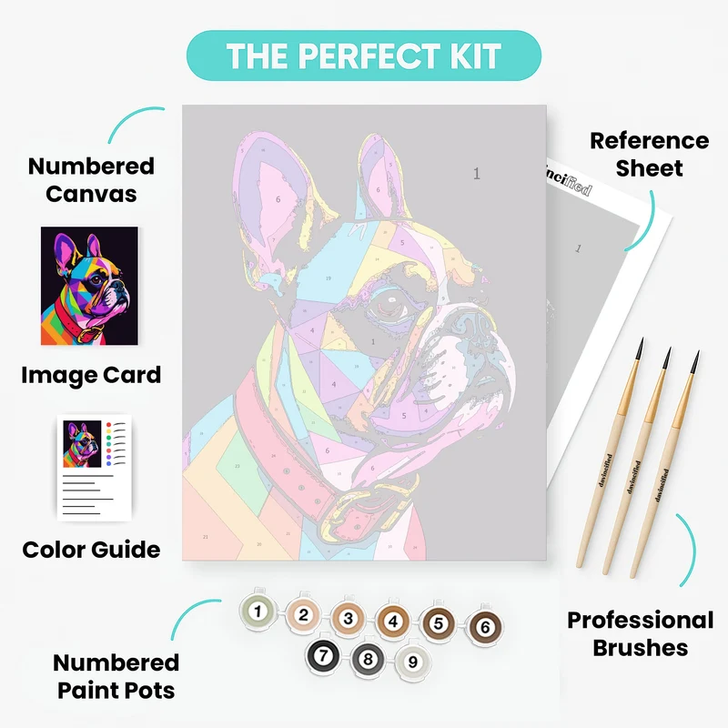 Kaleidoscope French Bulldog Portrait - Paint by Numbers Kit