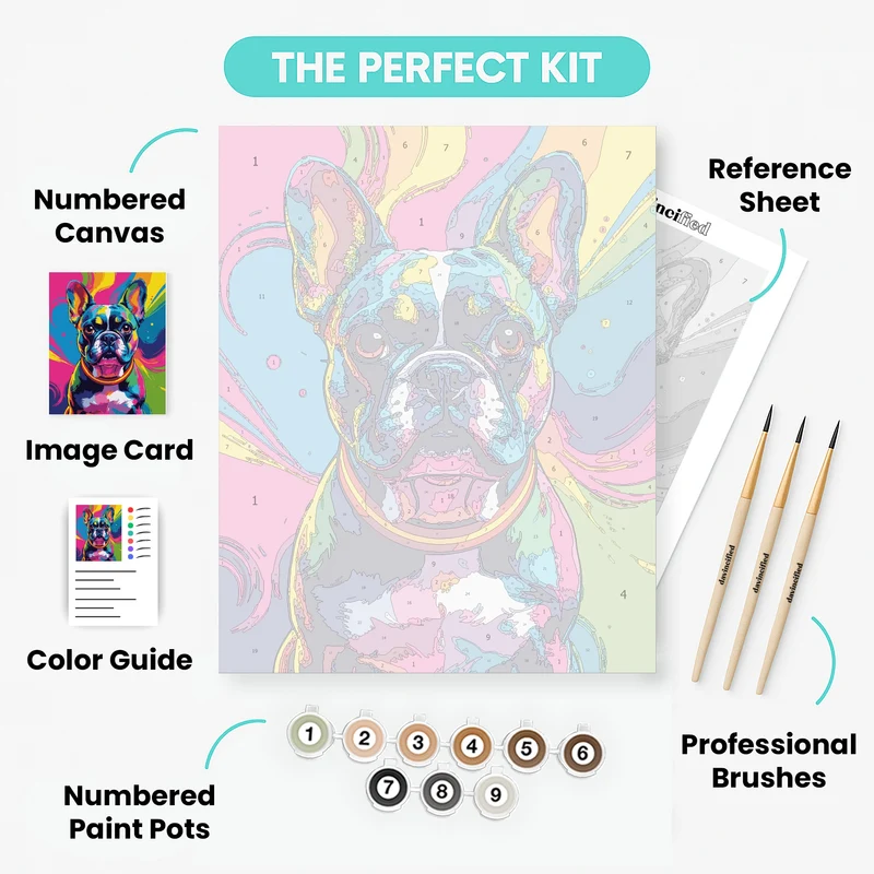 Electric Rainbow French Bulldog - Paint by Numbers Kit
