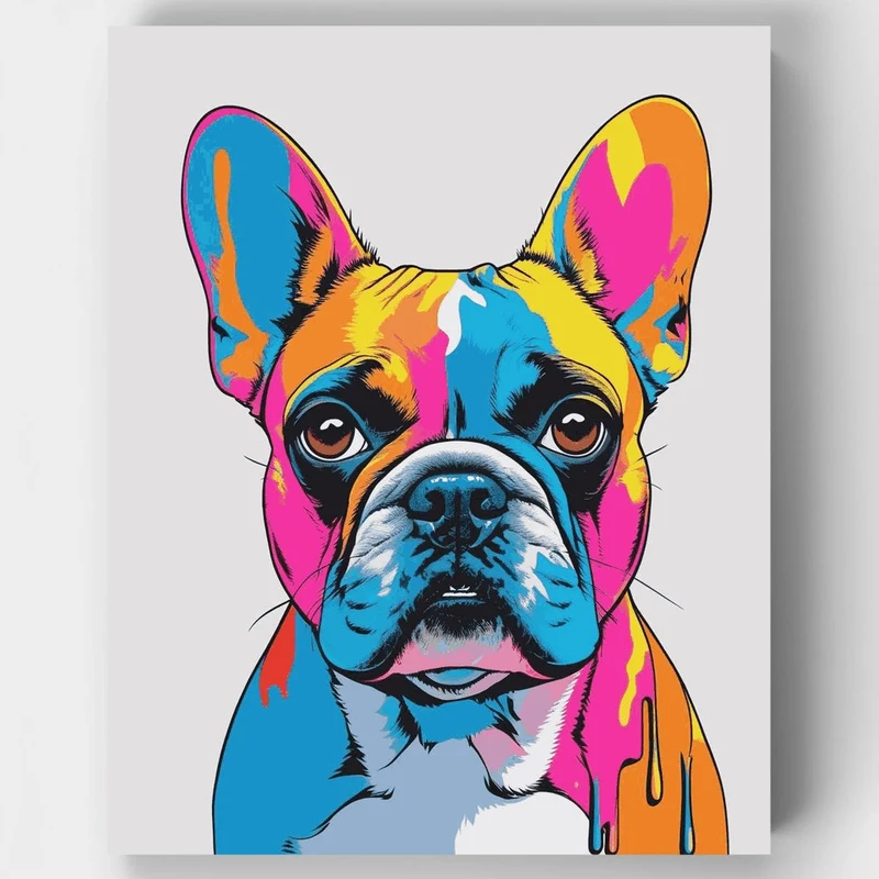 Neon Graffiti French Bulldog - Paint by Numbers Kit