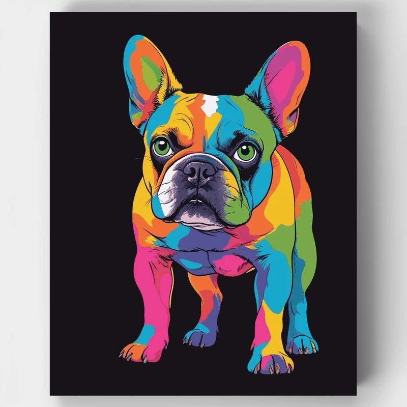 Rainbow Pop Art French Bulldog - Paint by Numbers Kit