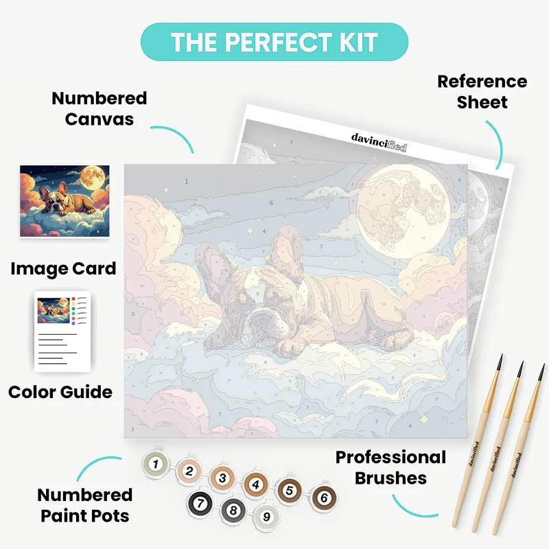 Dreamy French Bulldog on Clouds - Paint by Numbers Kit