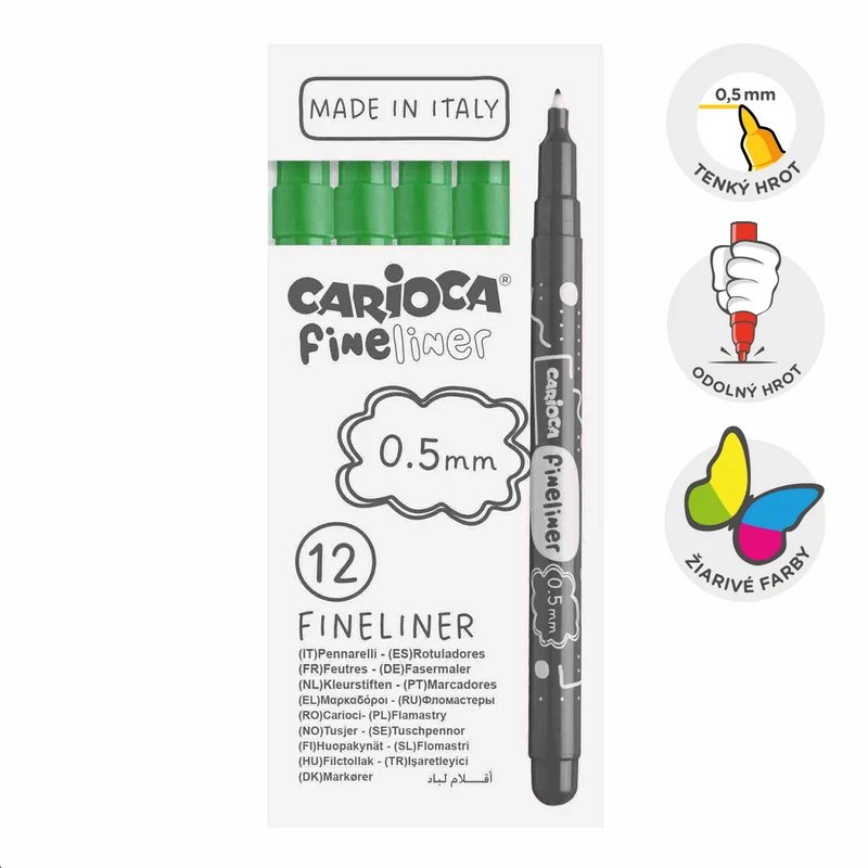 Λεπτοί μαρκαδόροι Carioca Fineliner 0,5 mm – 12 τμχ