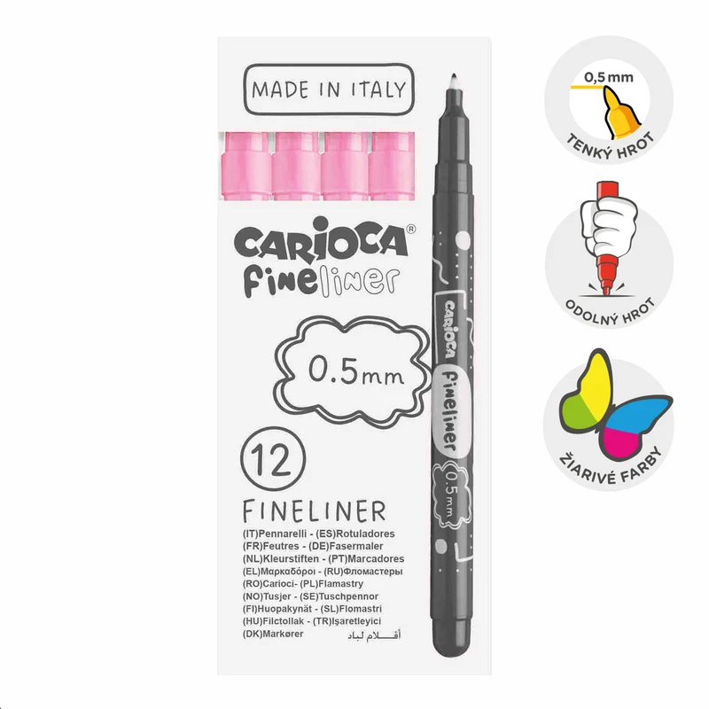 Λεπτοί μαρκαδόροι Carioca Fineliner 0,5 mm – 12 τμχ