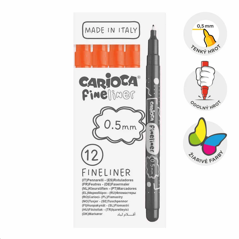 Λεπτοί μαρκαδόροι Carioca Fineliner 0,5 mm – 12 τμχ