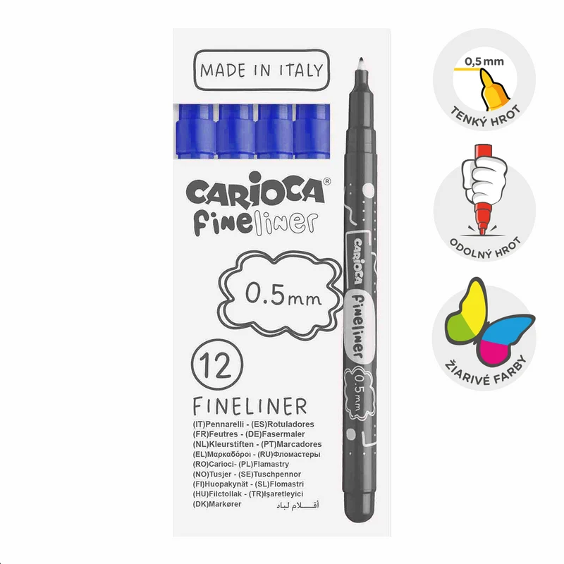 Λεπτοί μαρκαδόροι Carioca Fineliner 0,5 mm – 12 τμχ