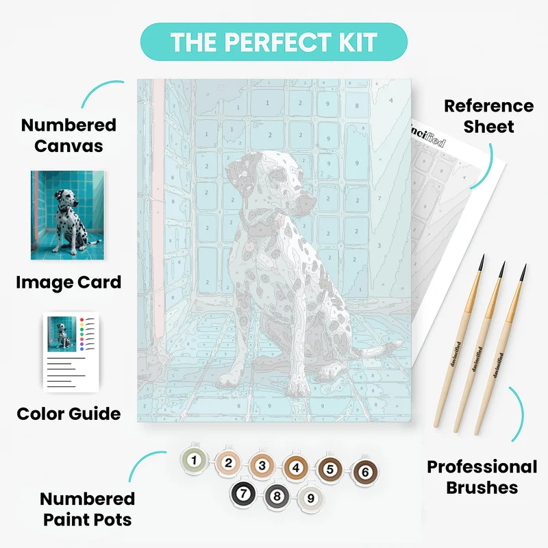 Dalmatian on Turquoise Tiles - Paint by Numbers Kit