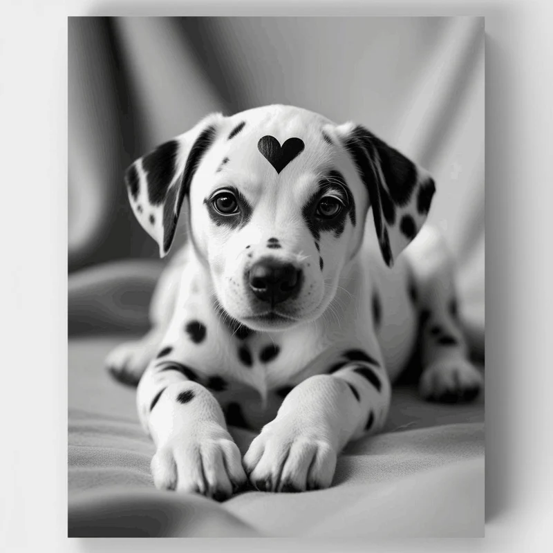 Adorable Dalmatian Puppy with Heart - Paint by Numbers Kit