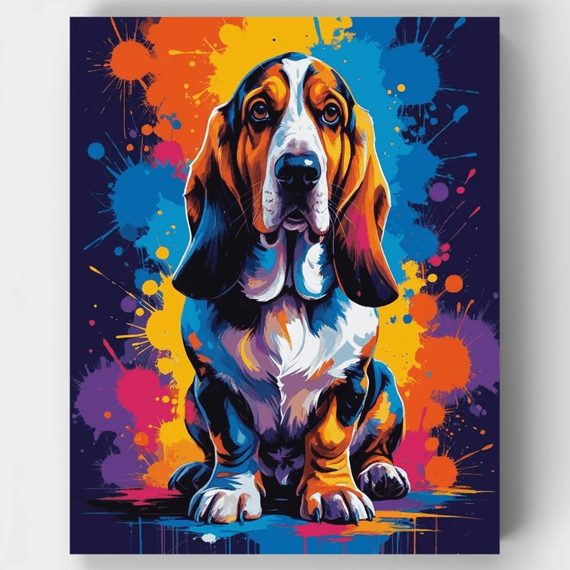 Colorful Basset Hound - Paint by Numbers Kit