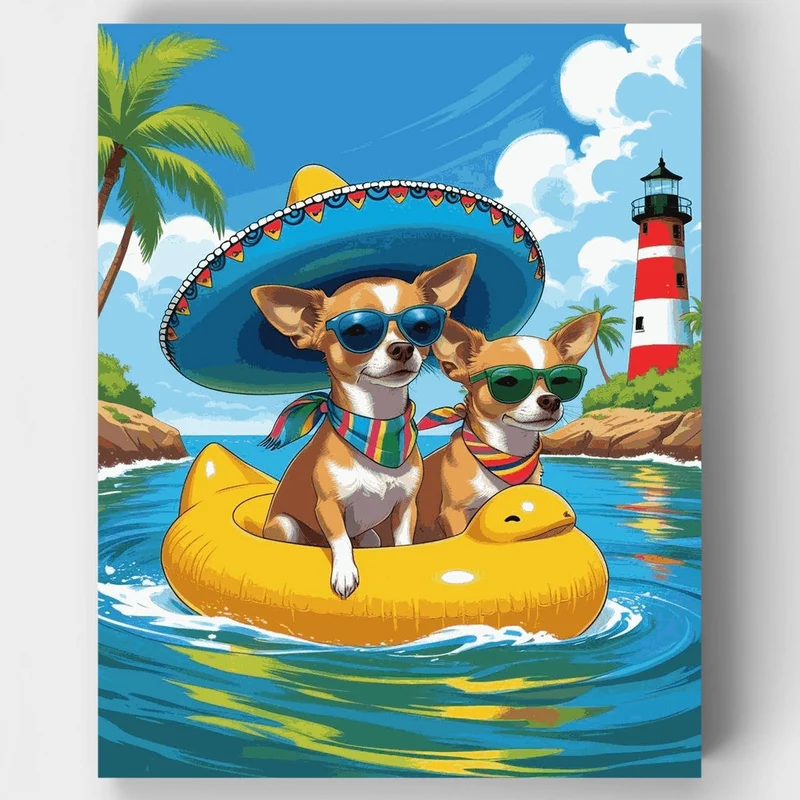 Chihuahuas on Vacation - Paint by Numbers Kit