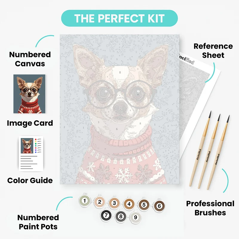 Chihuahua in Christmas Sweater - Paint by Numbers Kit