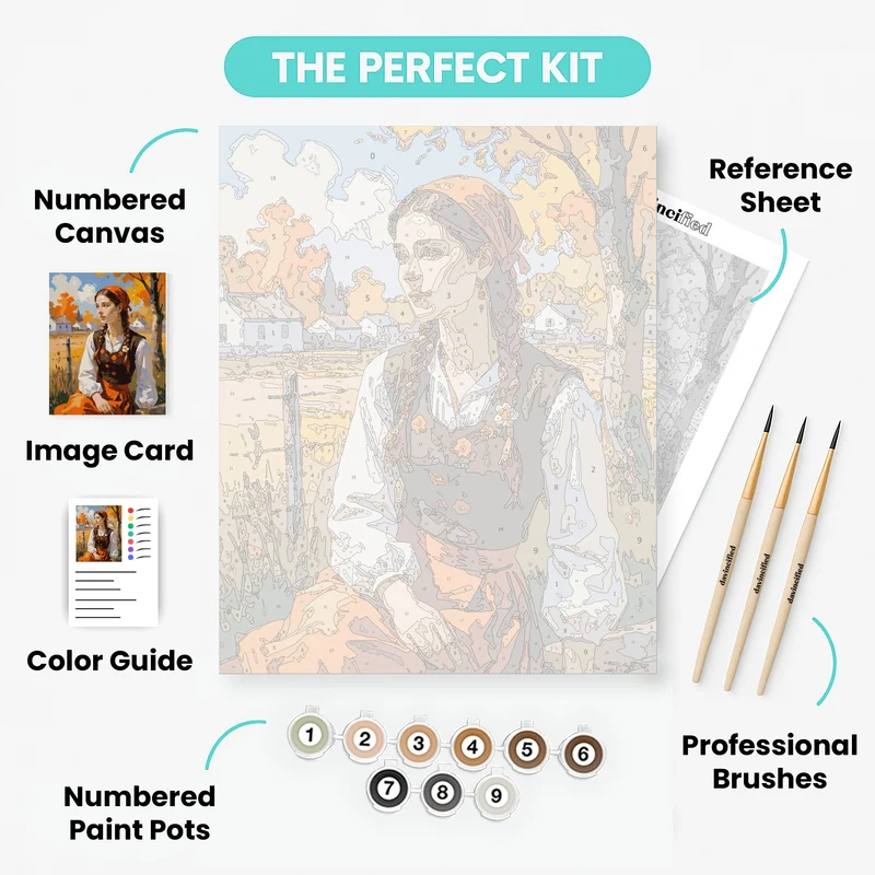 Country Girl in Traditional Dress - Paint by Numbers Kit