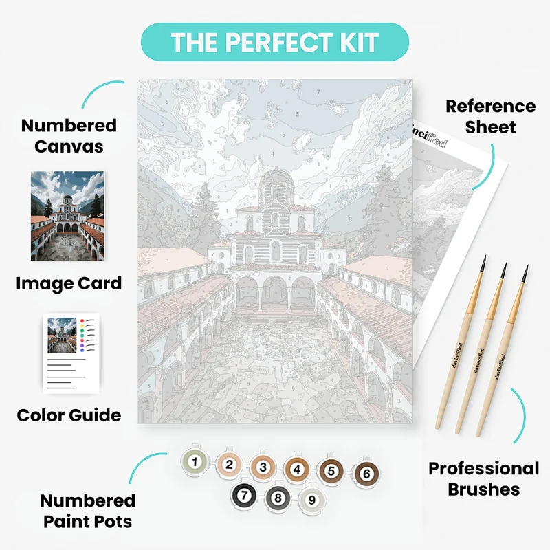 Orthodox Monastery Courtyard - Paint by Numbers Kit