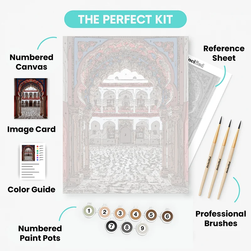 Moroccan Palace Courtyard - Paint by Numbers Kit